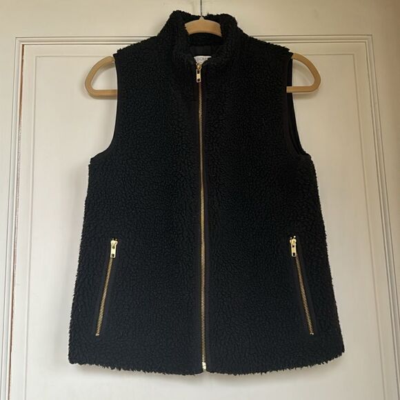 Fuzzy Vest With Gold Zipper Accents By J Crew - Picture 1 of 6